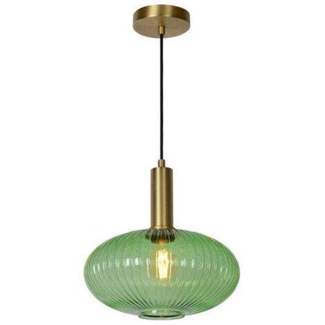 Pendelleuchte, Glas, grün, Durchmesser 30 cm, E27