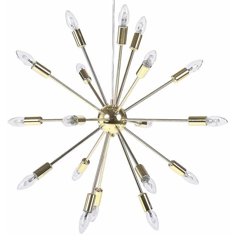 Beliani - Hängeleuchte Gold Metall 18-flammig sternförmiger Schirm Sonnen-Optik Moderner Glamouröser Stil - Gold