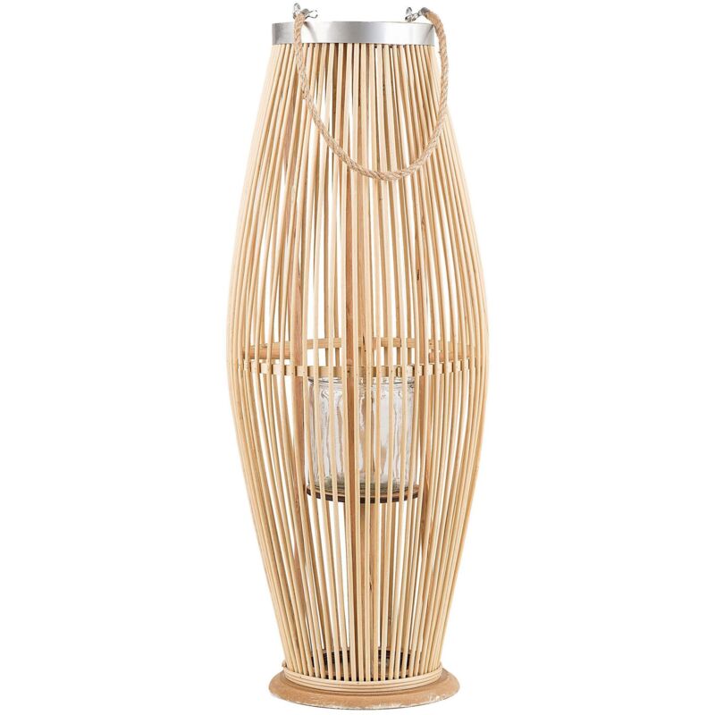 Beliani - Laterne Braun 72 Cm Mit Windlicht Aus Glas Für Den Innen- Und Aussenbereich Dekoratiiv Modern