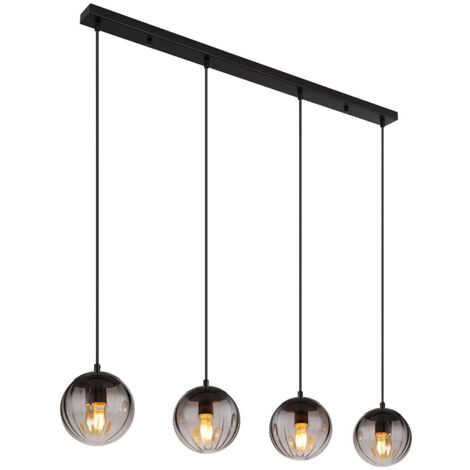 Pendelleuchte Hängelampe Deckenlampe Esszimmerlampe Glas Rauchfarbe 4-Flammig