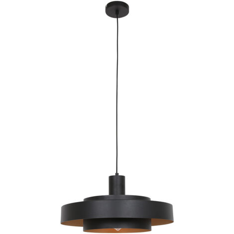 Pendelleuchte Hängelampe Deckenlampe Esszimmerlampe Metall Schwarz Gold H 165cm