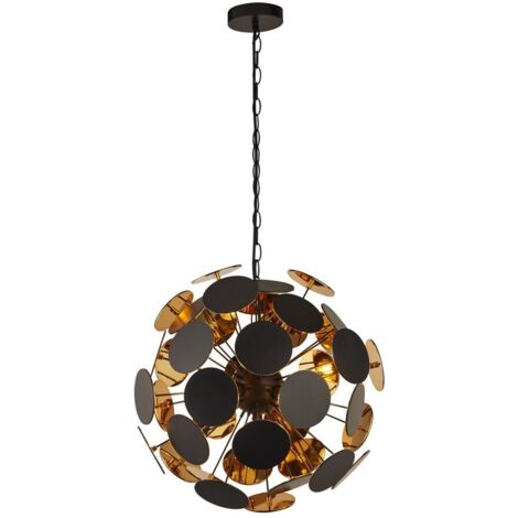 Pendelleuchte Hängelampe Deckenlampe Esszimmerleuchte Stahl Schwarz Gold