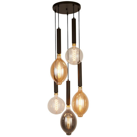 Pendelleuchte Hängelampe Deckenlampe Metall Schwarz Höhenverstellbar H 120 cm