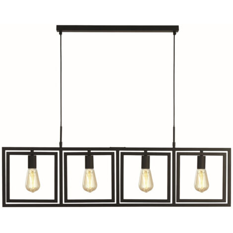 Pendelleuchte Hängelampe Deckenleuchte Esszimmerleuchte Stahl Schwarz H 150 cm