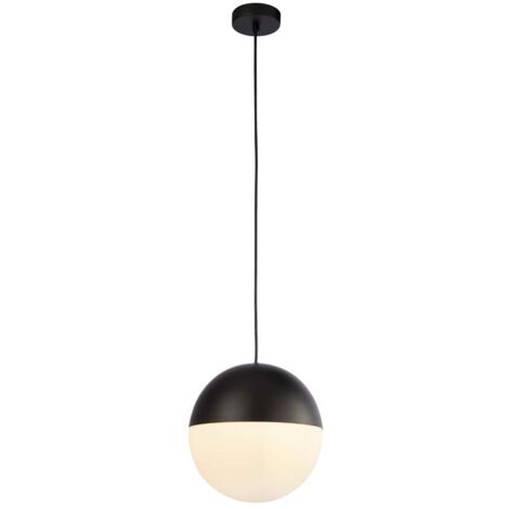 Pendelleuchte Hängelampe Deckenleuchte Stahl Glas Schwarz Höhenverstellbar
