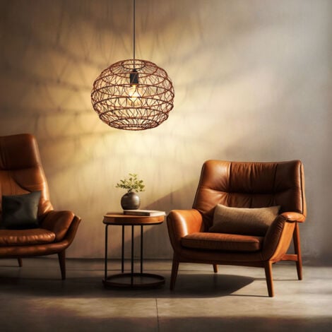 GLOBO LIGHTING Pendelleuchte Hängelampe Deckenleuchte Metall Dunkelbraun Papier D 39 cm