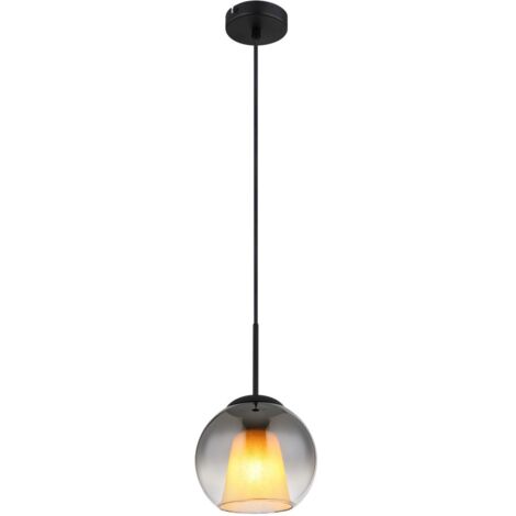 Pendelleuchte Hängelampe Esszimmerleuchte Glaskugel rauch schwarz E27 Kristall