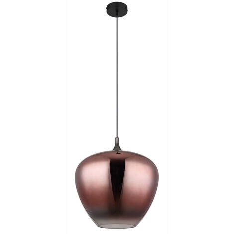 Pendelleuchte Hängelampe Esszimmerleuchte schwarz-matt Glas kupfer Wohnzimmer