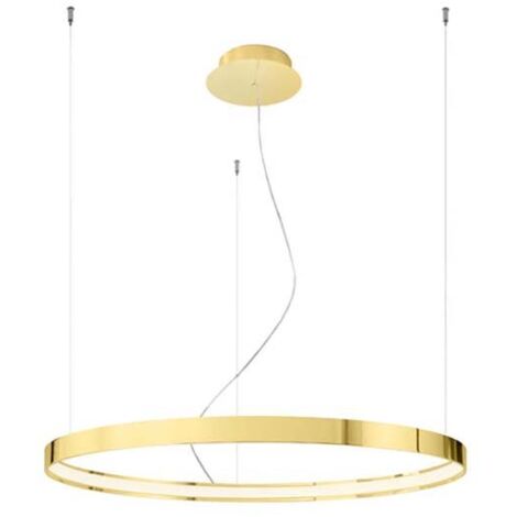 Pendelleuchte Hängelampe Wohnzimmerlampe Deckenlampe D 78 cm Gold-Ring LED 50W