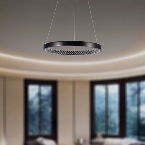 Pendelleuchte Hängeleuchte Deckenleuchte Kristallglas Schwarz LED H 108 cm