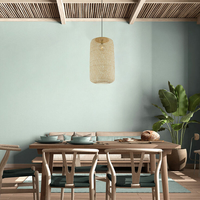 Etc-shop - Pendelleuchte im Boho Design Bambus Hängeleuchte natur Käfig Hängelampe, 1x E27, Durchmesser x Höhe 39 x 150 cm, Wohnzimmer Schlafzimmer