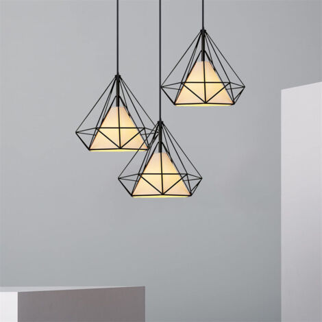 Pendelleuchte Industrial Käfig - Schwarz 20CM Lampenschirm aus Eisen Hängeleuchte E27 Runde Basis für Wohnzimmer Esszimmer Küche Flur Cafét