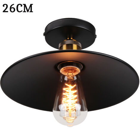 Pendelleuchte Industriell Vintage Hängelampe mit Ø26cm Lampenschirm Kronleuchter Art Edison Lampe E27 für Loft Wohnzimmer Esszimmer Schwarz 1PCS