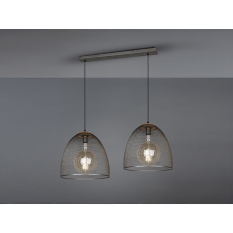 Pendelleuchte IVAR mit 2 Drahtgeflecht Metallschirmen in Silber, Breite 125cm