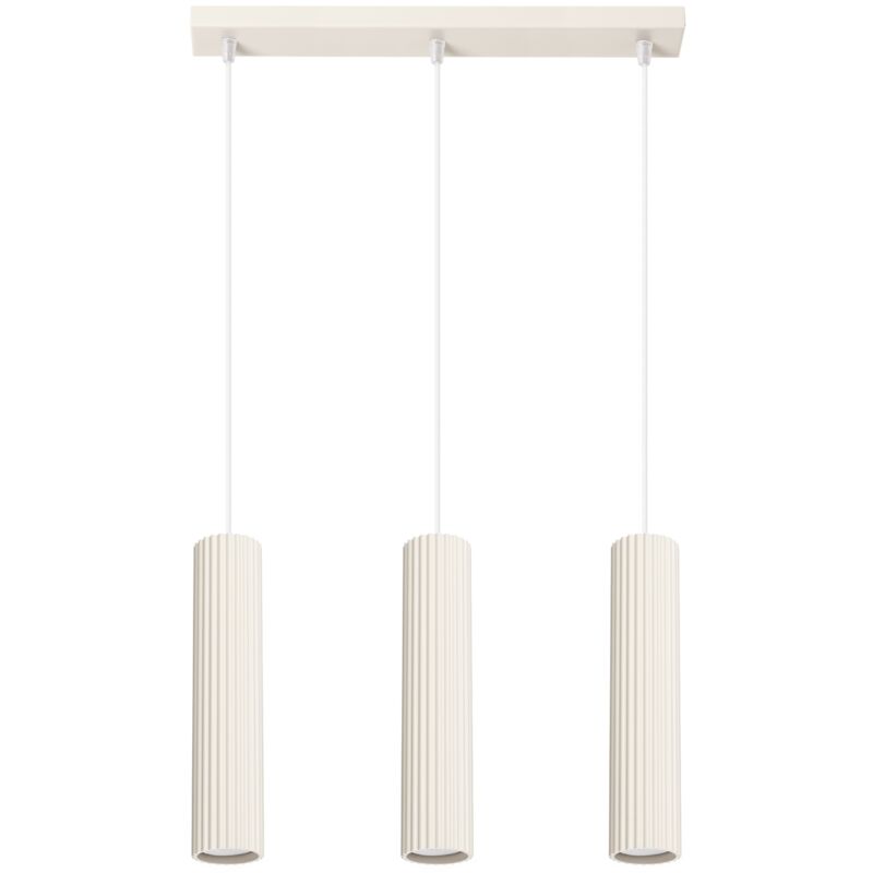 Moderne Beige Hängelampe Mit Drei Wellrohren Für Die Kücheninsel 3xgu10 10w Karbon Sollux Lighting