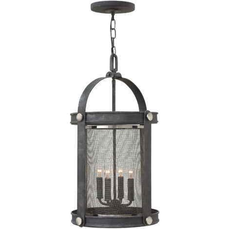Pendelleuchte Kronleuchter Laterne 4x E14 Light Aged Zinc Lampadario a sospensione Lanterna 4x E14 Zinco invecchiato chiaro