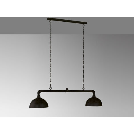 Pendelleuchte LEITUNG 2-flammig Industrial Schwarz Gold Design Rohr, Breite 87cm