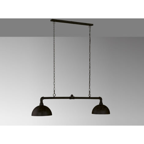 Pendelleuchte LEITUNG 2-flammig Industrial Schwarz Gold Design Rohr, Breite 87cm