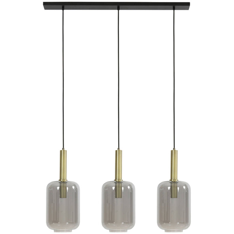Light & Living Light&living - Hängeleuchte - Lekar - Bronze - Glas Rauchglas -