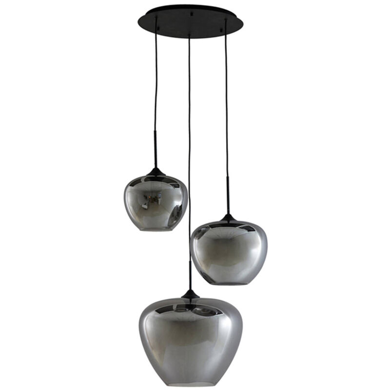 Light & Living Hängeleuchte - Mayson - Schwarz - Glas Rauchglas - Light&living