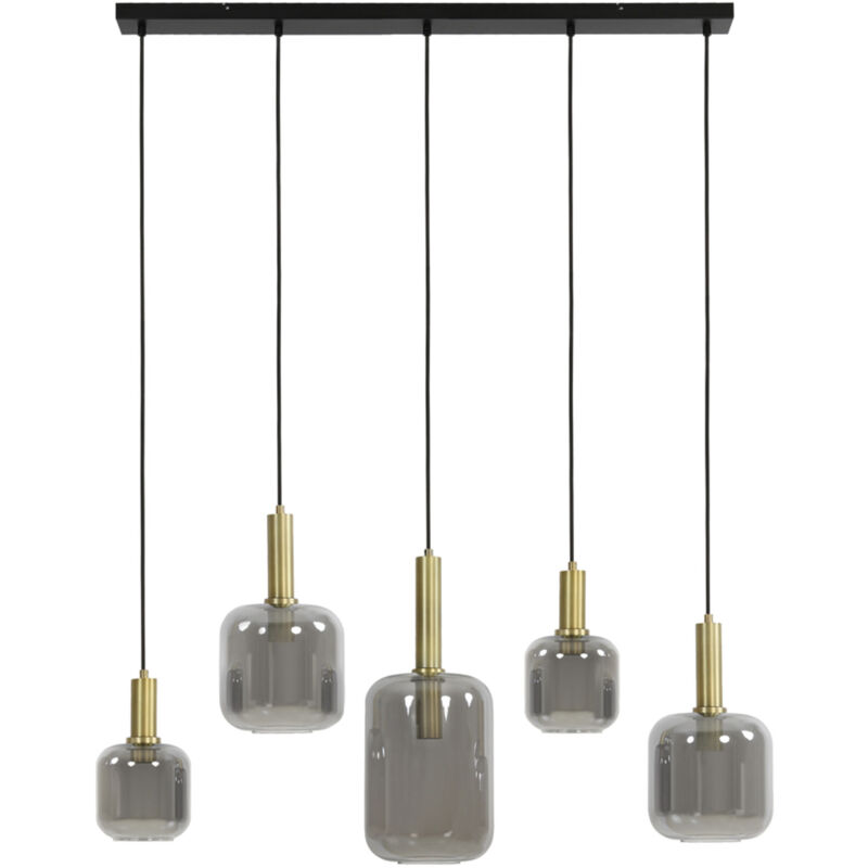 Light & Living Hängeleuchte - Lekar - Bronze - Glas Rauchglas - - Light&living