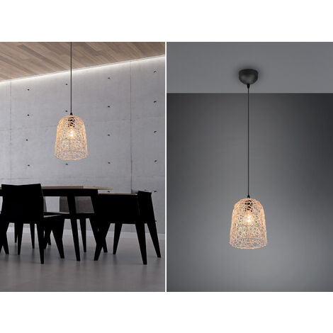Pendelleuchte LOVIS Rattan Geflecht Natur im Boho Stil Ø 19cm