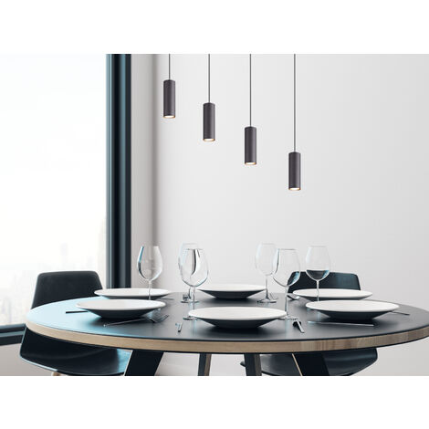Pendelleuchte MARLEY 4-flammig Metall Schwarz, Breite 75cm