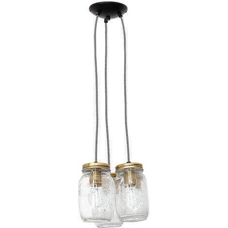 Pendelleuchte Messing Glas Metall Vintage Hängelampe