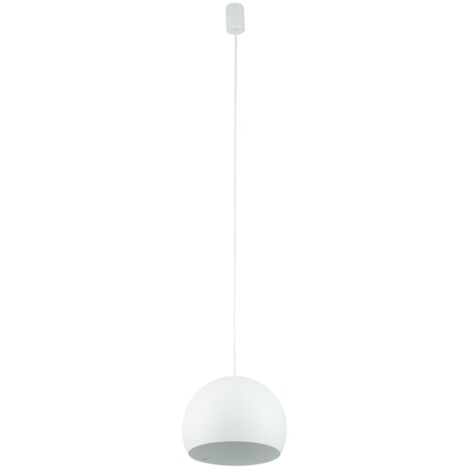 Pendelleuchte Metall Ø 27,5 cm rund H: max. 140 cm Weiß GU10 Kugel Schirm Retro