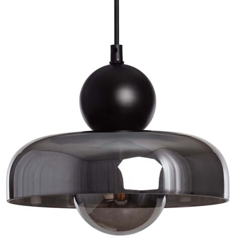 Pendelleuchte Metall und Glas Cailin Rauchgrau