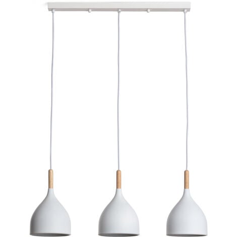 LEDKIA Pendelleuchte Metall und Holz Karlek Weiß