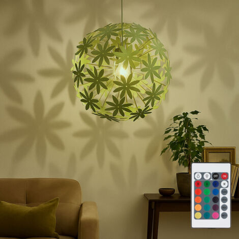 ETC-SHOP Pendelleuchte mit Blüten zum Zusammenstecken Decken Hängelampe Pendellampe dimmbar RGB LED Farbwechsler Hängeleuchte, E27 RGB LED warmweiß, 60x150cm, Wohnzimmer Schlafzimmer