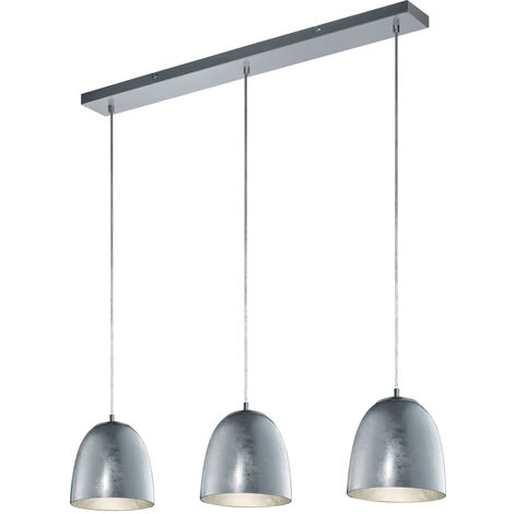 Pendelleuchte ONTARIO, 3-flammig, Glas Silber, Breite 80cm