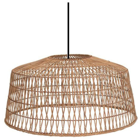 Pendelleuchte Rattan Lampenschirm groß Ø 79 cm Natur E27 Modern Boho Hängelampe Esszimmer Hängeleuchte Wohnzimmer
