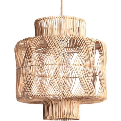 ILUZZIA Pendelleuchte Rattan Oia Natürlich - Textil