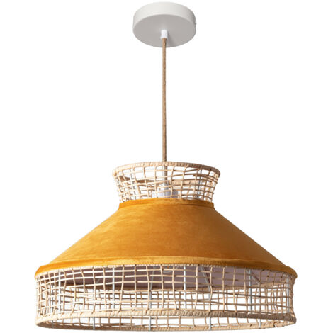 Pendelleuchte Rattan und Stoff Longoria Orange