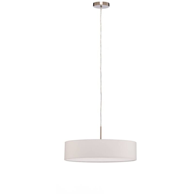 Hängeleuchte Sebatin, ø 50 cm, creme, Stoff, E27 - creme, weiß, nickel matt - Lindby