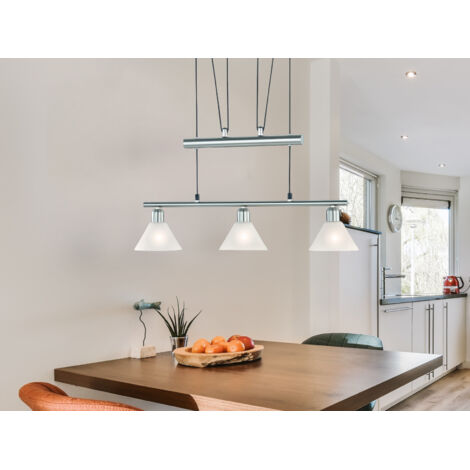 Pendelleuchte STAMINA mit Glas 3-flammig höhenverstellbar, Breite 66cm