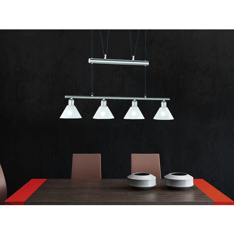 Pendelleuchte STAMINA mit Glas 4-flammig höhenverstellbar 80-180cm, B:80cm