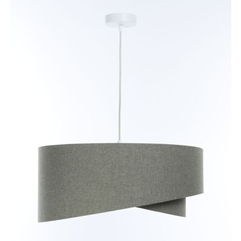 Pendelleuchte Stoff rund Ø 60 cm H: max. 95 cm Weiß Grau E27 Modern Hängelampe