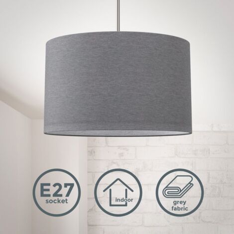 Pendelleuchte Stoff Textil Lampenschirm Deckenlampe Esstisch Wohnzimmer E27 grau
