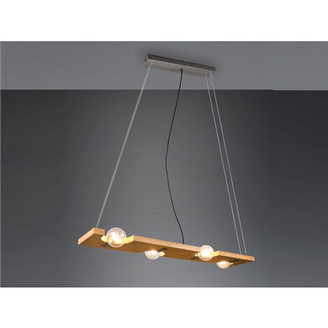 Pendelleuchte TAILOR 4 flammig Holzbrett naturbelassen, Breite 115cm