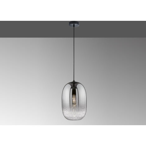 Pendelleuchte TRACE einflammig Lampenschirm Rauchglas Schwarz, Ø 20cm