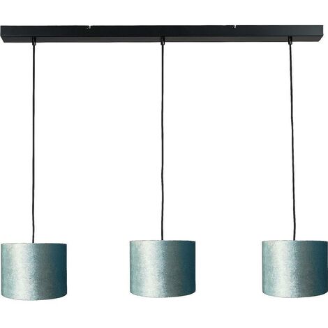 Pendelleuchte Venus 3-flammig Samt Blau 100x20cm