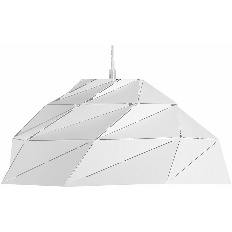 Beliani - Hängeleuchte Weiß Metall gemoetrisches Design Lochmuster Shabby Chic Vintage Stil für Wohnzimmer Schlafzimmer Esszimmer - Weiß