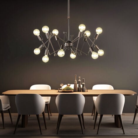 Pendelleuchte Wohnzimmer Industrial Sputnik Kronleuchter Deckenlampe Vintage Retro, Metall, 12x E27 Fassung, DxH 95x109 cm, Wofi 6445.12.09.8000
