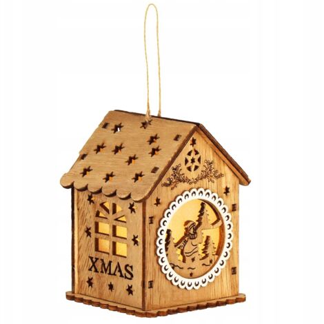 PENDENTE ALBERO DI NATALE CASA PER L'ALBERO DI NATALE LUMINOSA PALLINA DI LEGNO LED