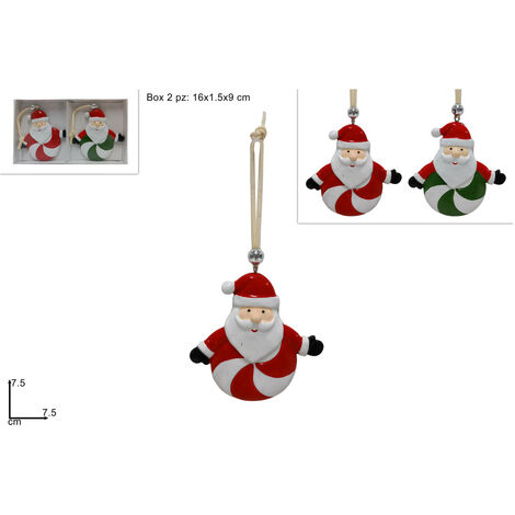 PENDENTE BABBO NATALE COLORE ROSSO CONFEZIONE 2 PEZZI