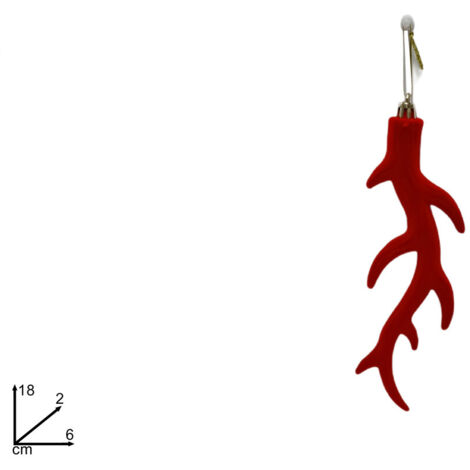 PENDENTE CORNA RENNA DIMENSIONE CM.18 VELLUTO ROSSO