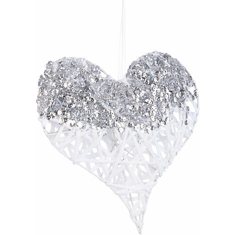PENDENTE CUORE GLITTER BIANCO/ARGENTO D.20